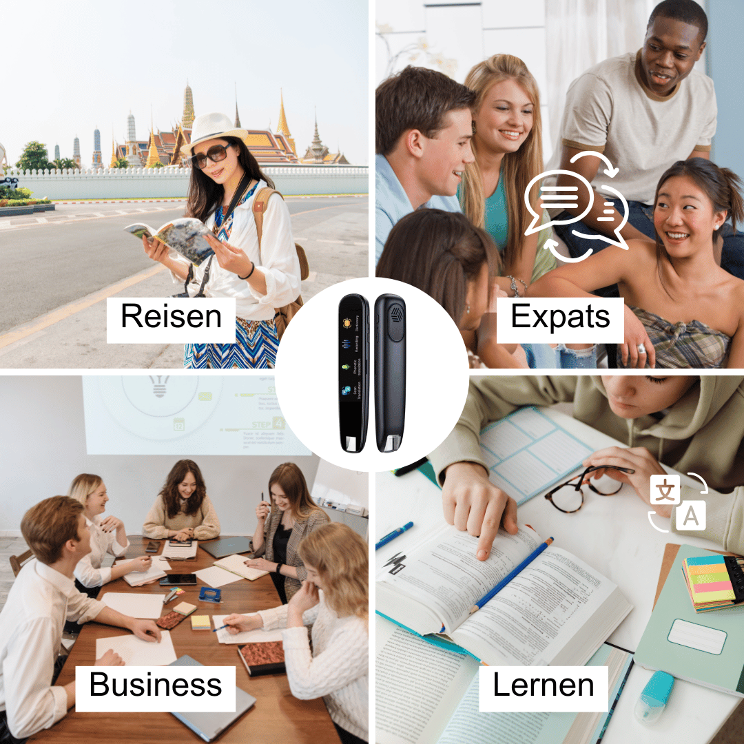 4 Fotost die Reisen, Expats, Business, Lernen darstellen